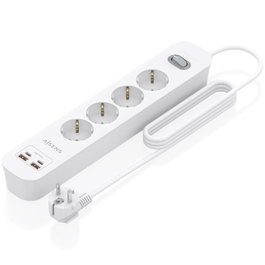 Aisens Regleta ASPS-2A2C12-W con 4 Tomas Schuko, 2 USB-C y 2 USB-A, Blanco